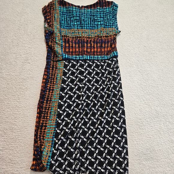 Laundry Shelli Segal Zipper Front Dress Sz10 Bodycon Multicolor Office Siren - Picture 7 of 10